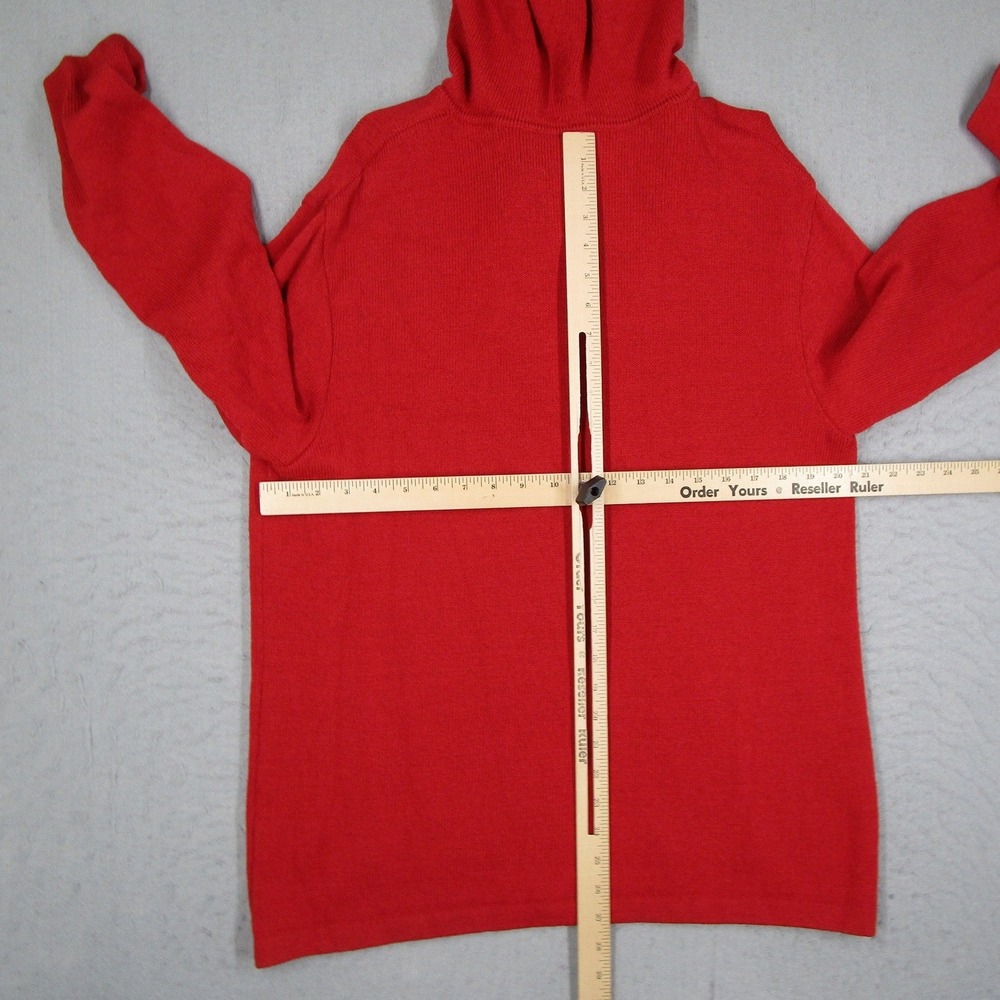 St John Sport Marie Gray Red Knit Zip Up Hoodie Gold Logo Zipper Pull Womens - Picture 7 of 12